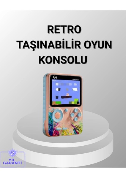 Mini Retro Oyun Konsolu 500 Oyunlu 3.0 Inç Ekran ve Şarjlı Batarya