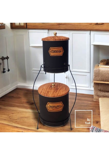 Poon Metal Sebzelik Patates Soğan Kovası Mutfak Mobilyası Ekipmanlar Dekoratif Tamamlayıcı Ürünler