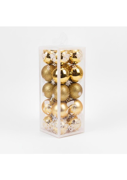 Desenli Parlak Top Yılbaşı Süsü 20 Parça Gold (2505087)