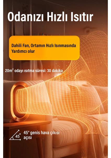 1200W Mini Elektrikli Isıtıcı Fan 2 Kademeli Masaüstü Üflemeli Fanlı Isıtıcı Güvenli Emniyet Sistemi modelleri