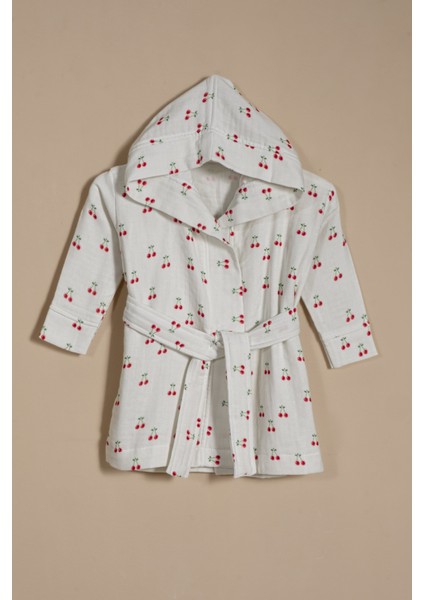 Müslin Bornoz Kiraz Desenli % 100 Pamuk, Dört Kat Müslin, Organik fiyatları