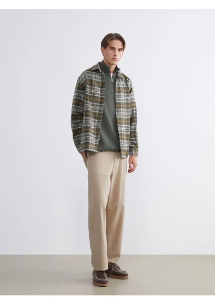 Xsıde Haki Rahat Kalıp Uzun Kollu Ekose Erkek Oduncu Gömlek Ceket fiyatları