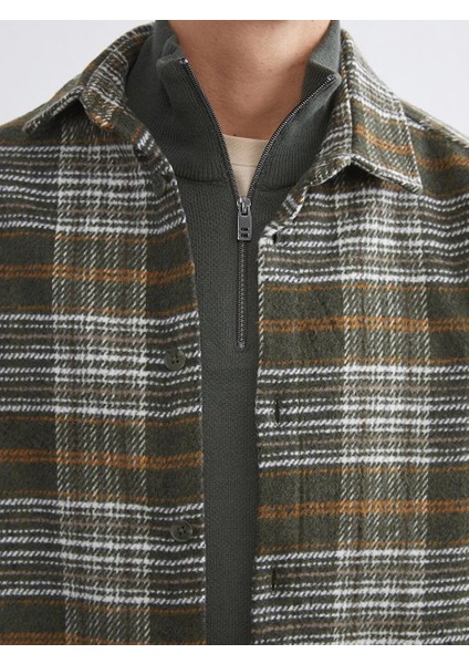 Xsıde Haki Rahat Kalıp Uzun Kollu Ekose Erkek Oduncu Gömlek Ceket modelleri