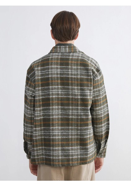 Xsıde Haki Rahat Kalıp Uzun Kollu Ekose Erkek Oduncu Gömlek Ceket fırsatları