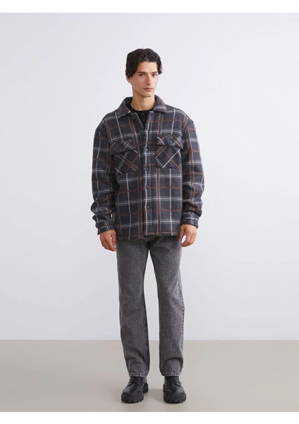 Xsıde Antrasit Rahat Kalıp Uzun Kollu Ekose Erkek Gömlek Ceket fiyatları