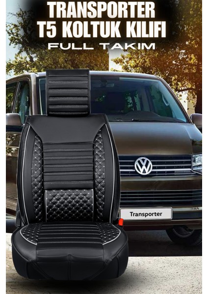 Transporter Uyumlu Premium Serisi Deri Ortopedik Oto Koltuk Kılıfı 5li Tam Takım Set