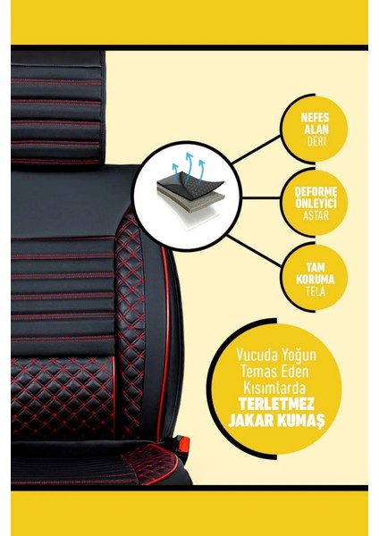 Transporter Uyumlu Premium Serisi Deri Ortopedik Oto Koltuk Kılıfı 5li Tam Takım Set