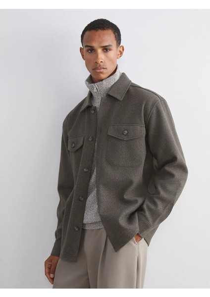 Lcw Vision Yeşil Regular Fit Uzun Kollu Kaşe Erkek Gömlek Ceket