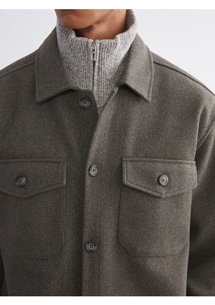 Lcw Vision Yeşil Regular Fit Uzun Kollu Kaşe Erkek Gömlek Ceket modelleri