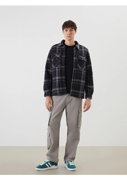 Xsıde Siyah Rahat Kalıp Uzun Kollu Ekose Erkek Gömlek Ceket fiyatları