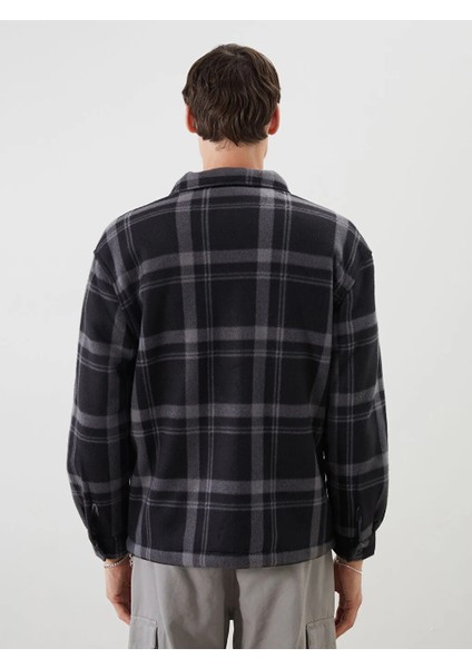 Xsıde Siyah Rahat Kalıp Uzun Kollu Ekose Erkek Gömlek Ceket fırsatları