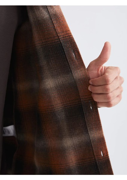 Lcw Vision Kahverengi Regular Fit Uzun Kollu Ekose Erkek Gömlek Ceket fırsatları