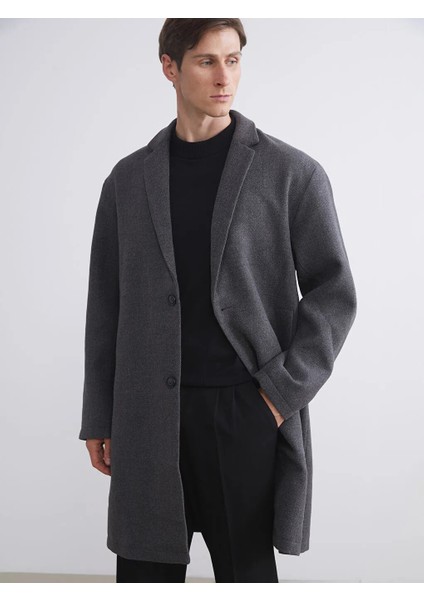 Lcw Vision Antrasit Standart Kalıp Erkek Kaşe Kaban