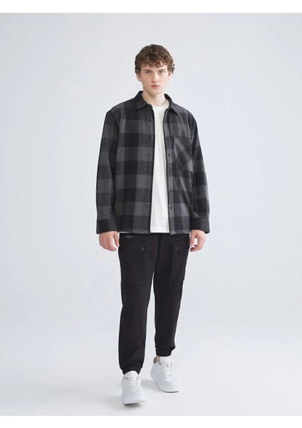 Xsıde Siyah Rahat Kalıp Uzun Kollu Ekose Erkek Oduncu Gömlek Ceket fiyatları
