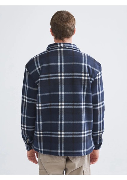 Xsıde Lacivert Rahat Kalıp Uzun Kollu Ekose Erkek Gömlek Ceket fırsatları