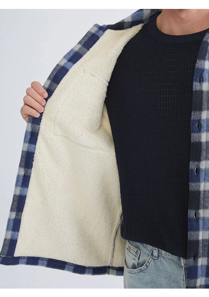 Xsıde Lacivert Rahat Kalıp Uzun Kollu Ekose Erkek Gömlek Ceket fırsatları