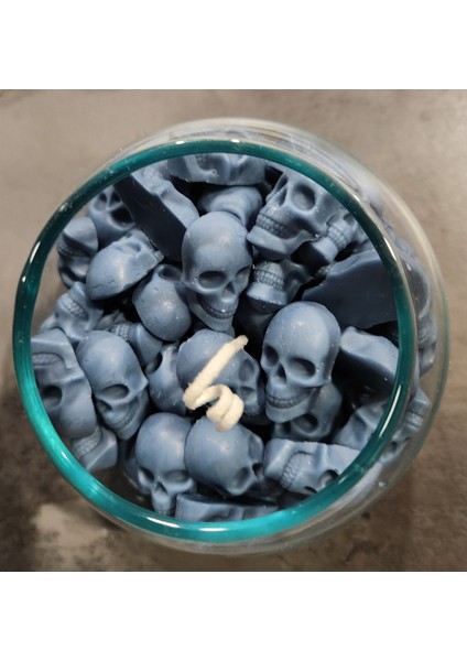 Cam Fanus Içinde Kurukafalar Mum Gri Renk fiyatları