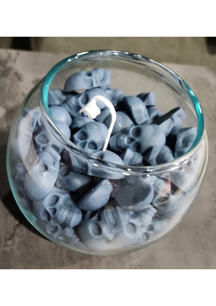 Cam Fanus Içinde Kurukafalar Mum Gri Renk modelleri