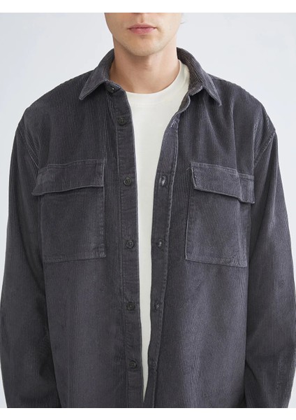 Xsıde Antrasit Rahat Kalıp Uzun Kollu Kadife Erkek Gömlek Ceket fiyatları