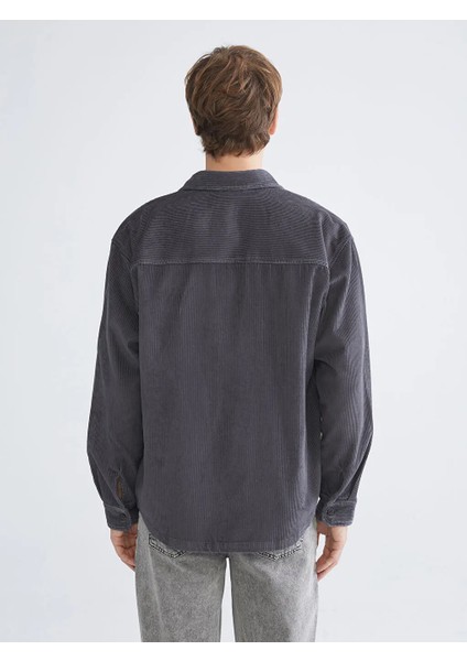 Xsıde Antrasit Rahat Kalıp Uzun Kollu Kadife Erkek Gömlek Ceket modelleri