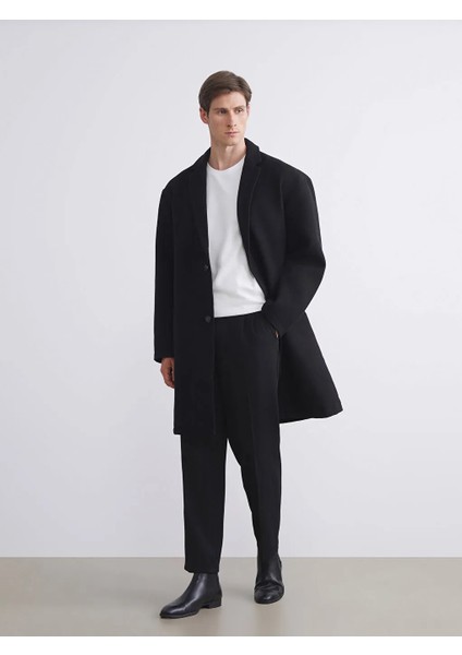 Lcw Vision Siyah Standart Kalıp Erkek Kaşe Kaban fiyatları