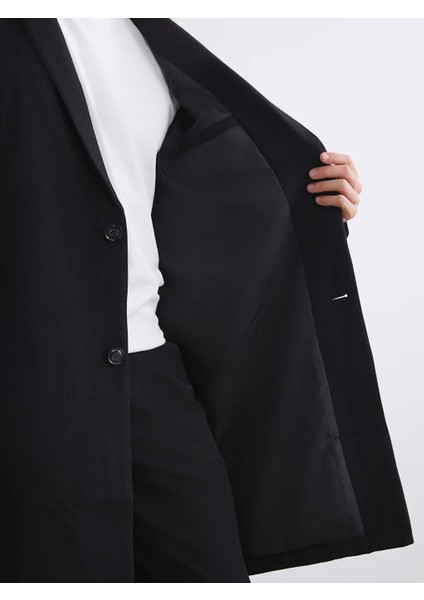 Lcw Vision Siyah Standart Kalıp Erkek Kaşe Kaban fırsatları