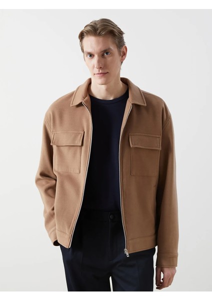 Lcw Vision Kahverengi Standart Kalıp Gömlek Yaka Erkek Kaşe Mont