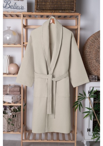 %100 Pamuk Unisex Waffle Pike Bornoz - Yüksek Su Emici & Yumuşak Şal Yaka Bornoz