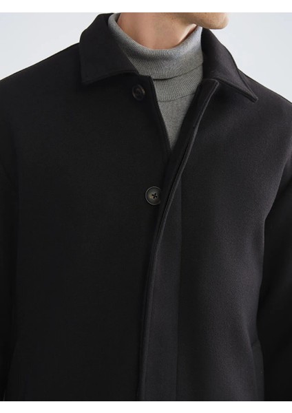 Lcw Vision Siyah Standart Kalıp Erkek Kaşe Kaban modelleri