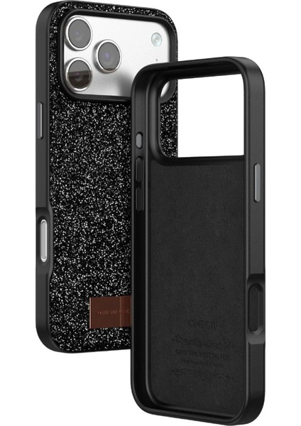 OMR02 Apple iPhone 17 Pro Max Bright Simli Kapak - Siyah modelleri