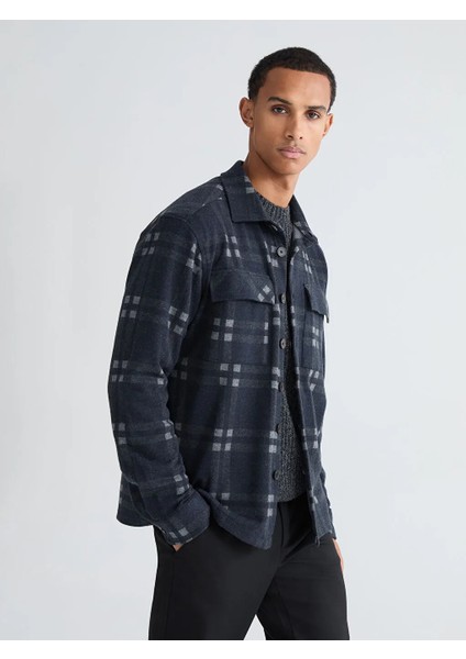 Lcw Vision Antrasit Regular Fit Uzun Kollu Ekose Erkek Gömlek Ceket