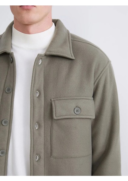 Xsıde Haki Rahat Kalıp Uzun Kollu Erkek Gömlek Ceket modelleri
