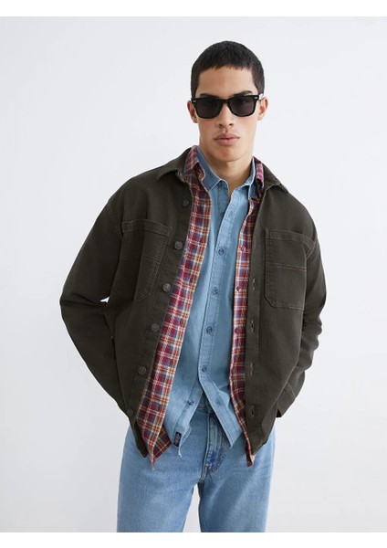 Lcw Jeans Haki Rahat Kalıp Erkek Jean Ceket