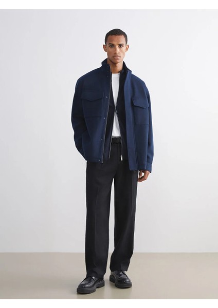 Lcw Vision Lacivert Rahat Kalıp Dik Yaka Erkek Kaşe Kaban fiyatları