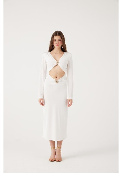 Yake Store Sunlit Elbise Beyaz