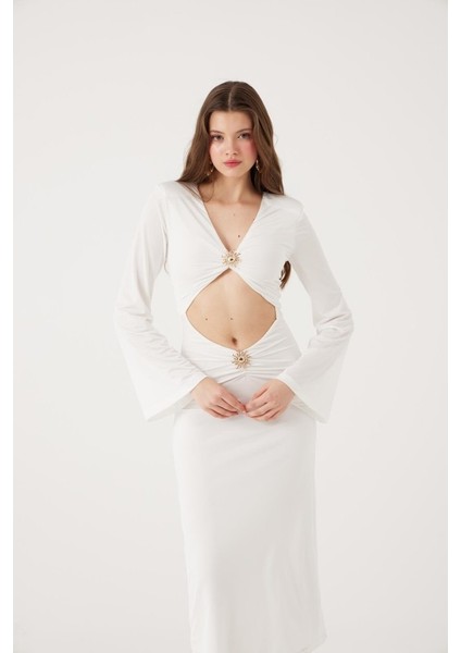 Yake Store Sunlit Elbise Beyaz modelleri