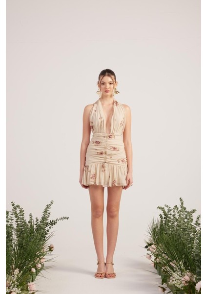 Yake Store Yolanda Elbise Bej