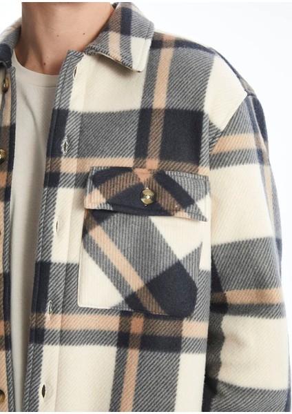 Xsıde Bej Rahat Kalıp Uzun Kollu Ekose Erkek Gömlek Ceket modelleri