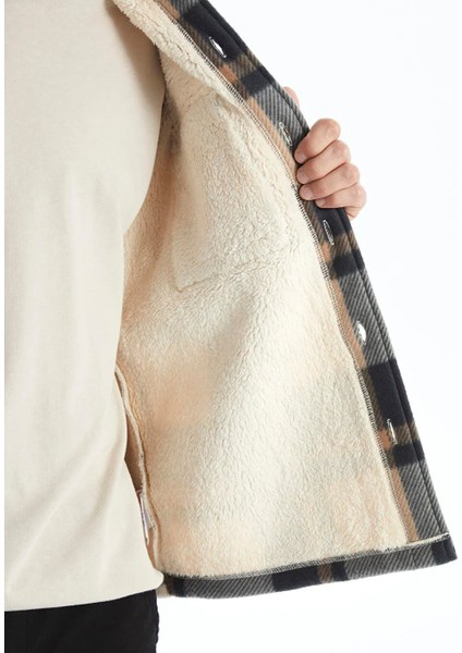 Xsıde Bej Rahat Kalıp Uzun Kollu Ekose Erkek Gömlek Ceket fırsatları