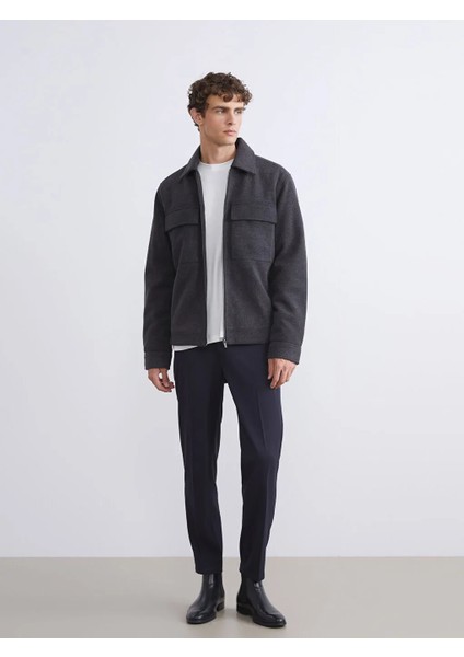 Lcw Vision Antrasit Standart Kalıp Gömlek Yaka Erkek Kaşe Mont fiyatları