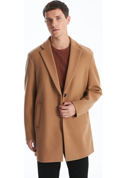 Lcw Vision Kahverengi Standart Kalıp Ceket Yaka Erkek Kaşe Kaban