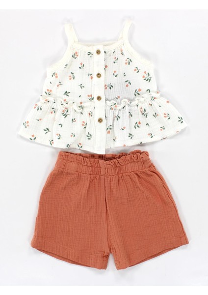 Müslin Ip Askılı Bluz Şort Takım