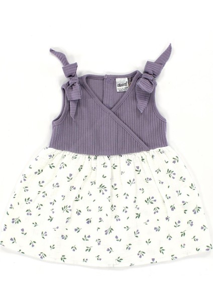 Müslin Çiçek Desenli Kruvaze Elbise