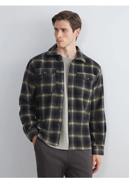 Lcw Vision Haki Regular Fit Uzun Kollu Ekose Erkek Gömlek Ceket