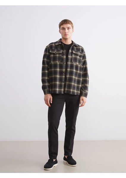 Lcw Vision Haki Regular Fit Uzun Kollu Ekose Erkek Gömlek Ceket modelleri