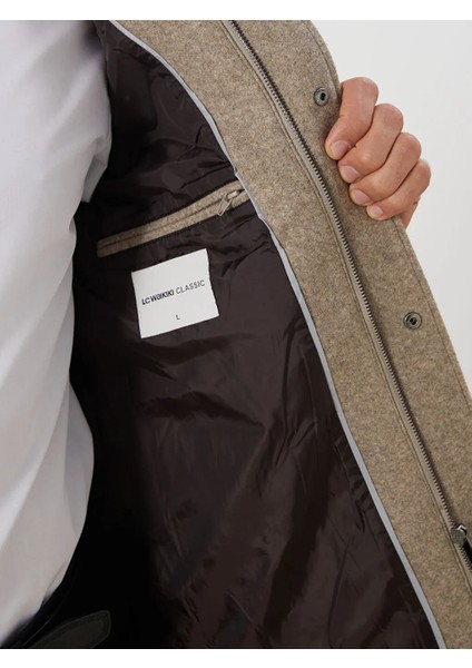 Lcwaıkıkı Classic Bej Büyük Beden Standart Kalıp Dik Yaka Erkek Kaşe Kaban fırsatları