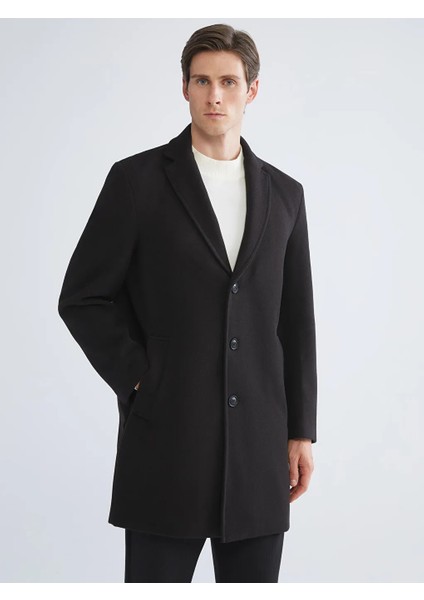 Southblue Kahverengi Standart Kalıp Ceket Yaka Erkek Kaşe Kaban