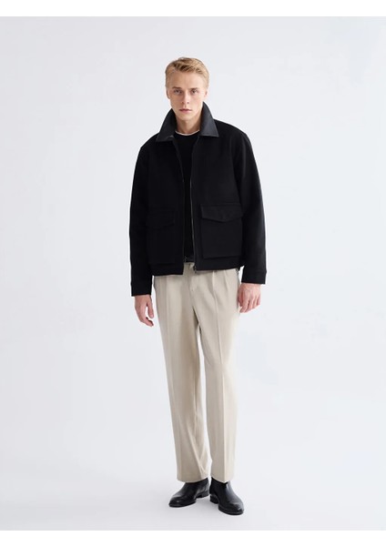 Lcw Vision Siyah Standart Kalıp Gömlek Yaka Erkek Kaşe Mont fiyatları