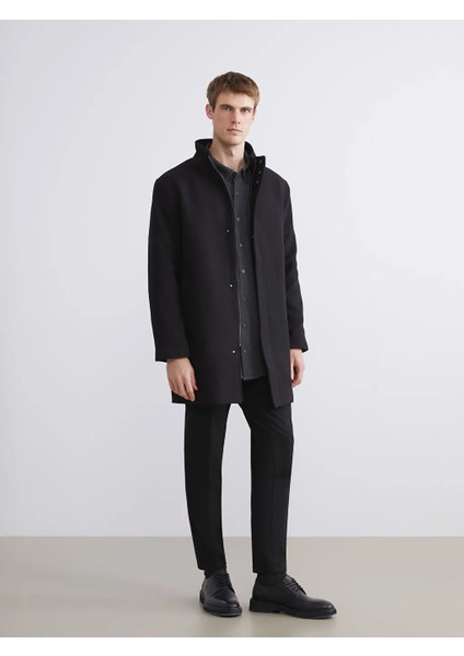 Southblue Siyah Standart Kalıp Dik Yaka Erkek Kaşe Kaban fiyatları