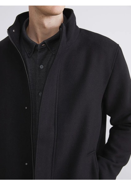 Southblue Siyah Standart Kalıp Dik Yaka Erkek Kaşe Kaban modelleri